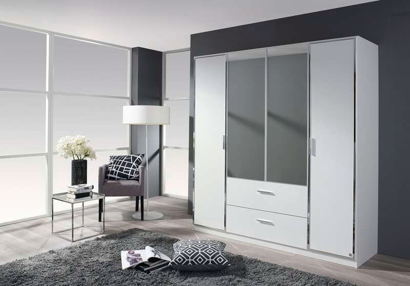 Marl Rauch 4 Hinged Door Wardrobe With Crystal Glass Mirror
